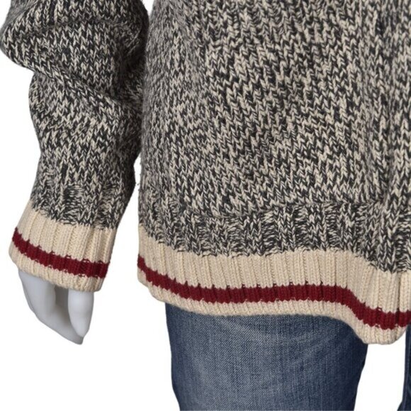 Roots Cabin Canada Cardigan Sweater Gray/White Shawl Collar Size Medium - Picture 6 of 12